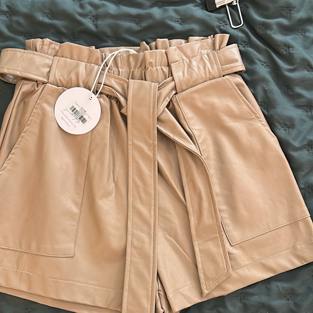 Tan Women's Pleather Shorts NWT